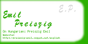 emil preiszig business card